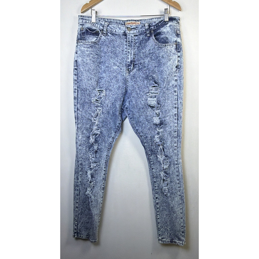 Judy Blue Jeans Womens 3XL Skinny Fit Stretch high Rise Acid Wash Distressed 22W